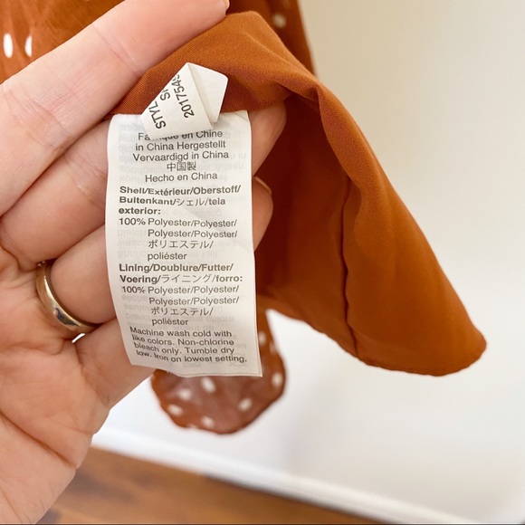 NWT Madewell Smocked Waist Mini Dress Inkspot Dots Brown Polka Dot Pinup Small - Picture 15 of 16